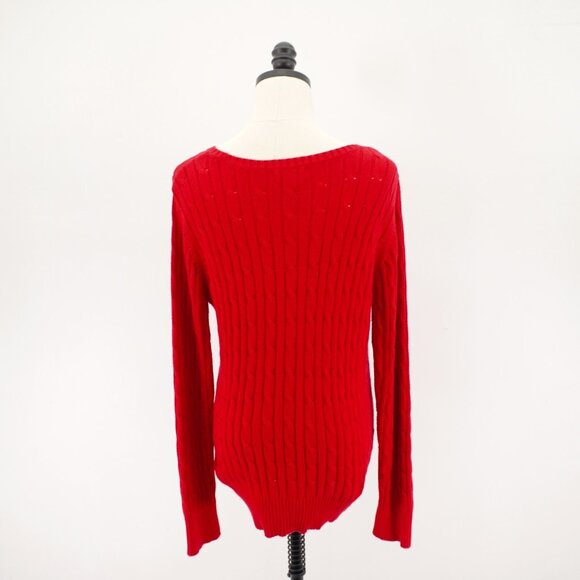 St. John's Bay Red Ribbed‎ Cotton Scoop Neck Sweater Large Cotton Nylon - Picture 5 of 8